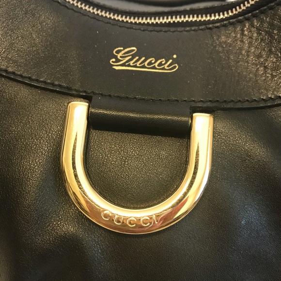 Gucci Black Leather Hobo Handbag Large Excellent - Picture 7 of 10